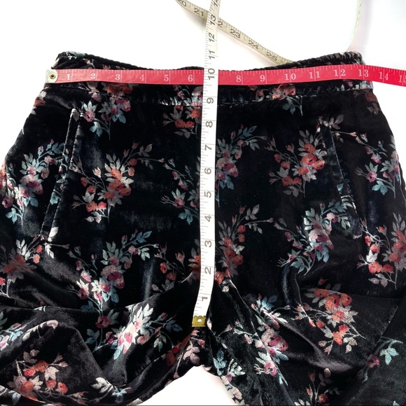 Zara Floral Velvet Black Pull On Trouser Pants Small - Picture 11 of 12